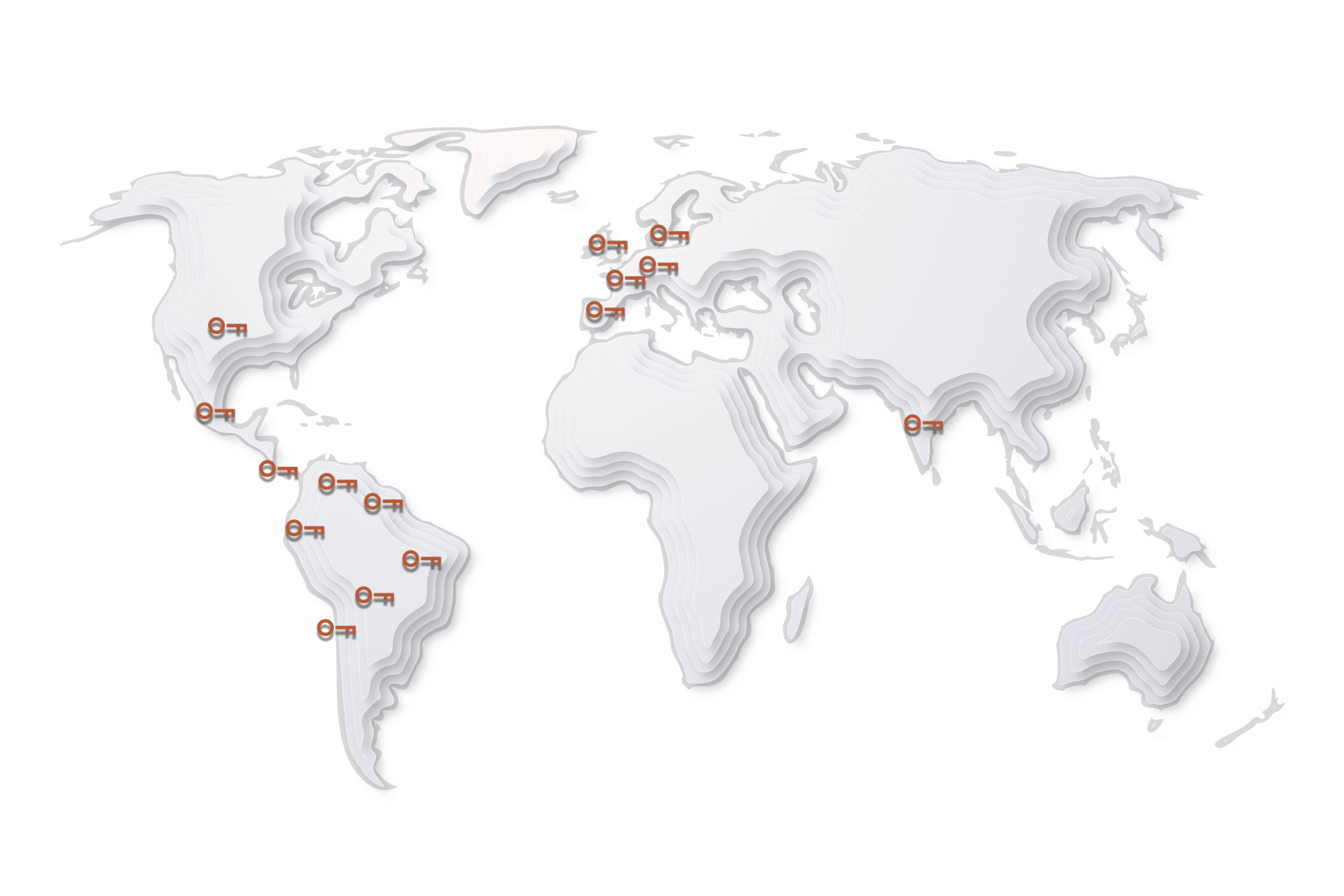 Mapa de presencia internacional de Feher Consulting